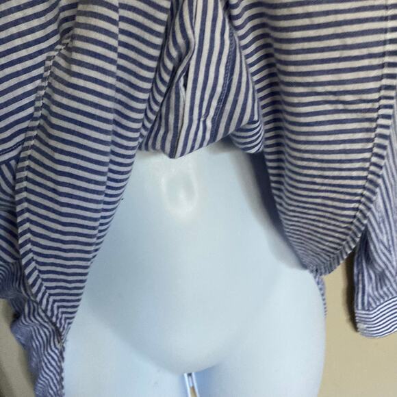 Rails Medium Frances Button Up Banker Stripe Floral Patches Blouse Embroidered - Picture 8 of 16